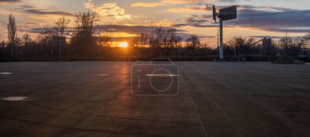 Photo for Asphalt square in the urban space during sunset-cgi backplate production - Royalty Free Image