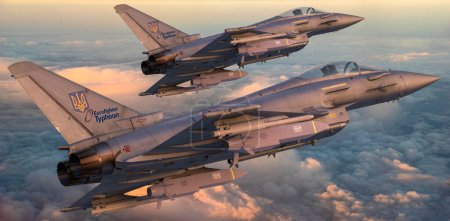 Téléchargez les photos : Eurofighter Typhoon est l'avion de combat à rôle oscillant le plus avancé au monde aux couleurs de l'armée de l'air ukrainienne - en image libre de droit