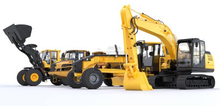 Photo for Road construction machinery, Road construction machines on white background - Royalty Free Image