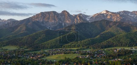 Photo for Panorama of the High Tatras from above the resort of Zakopane in Poland - Royalty Free Image
