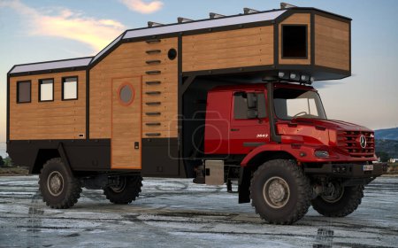 Téléchargez les photos : Camion de camping-car basé sur un camion Mercedes Zetros - en image libre de droit