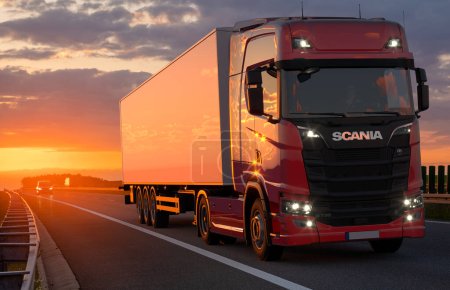 Photo for Scania S 730 truck with semi-trailer on the motorway - Royalty Free Image
