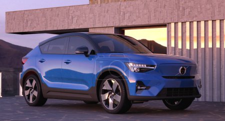 Téléchargez les photos : Volvo C40 Recharge dans un parking domestique - en image libre de droit