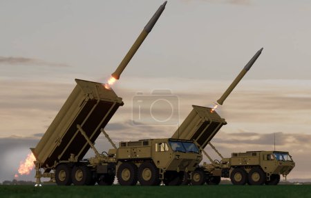 Téléchargez les photos : Système de défense aérienne et antimissile longue portée en mode tir - en image libre de droit