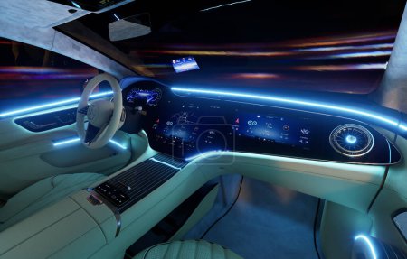 Foto de Mercedes-Benz EQS interior futurista - Imagen libre de derechos