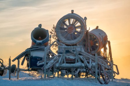 Photo for Snow cannons on a frosty morning - Royalty Free Image