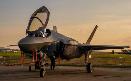 Photo for Lockheed Martin F-35A Lightning in preparation for evening flight - Royalty Free Image