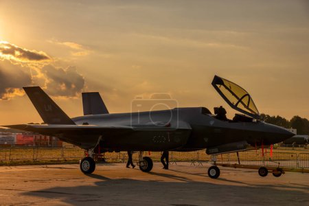 Photo for Lockheed Martin F-35A Lightning in preparation for evening flight - Royalty Free Image