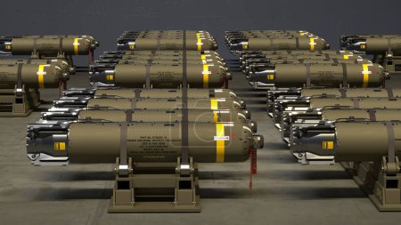 Foto de Bombas aéreas en el depósito de armamento - Imagen libre de derechos