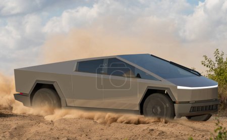 Photo for Tesla Cybertruck on the road - Royalty Free Image