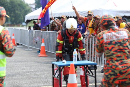 Foto de Terengganu 14 de septiembre de 2023. El Competence Skills Competition for firefighters se celebró en Terengganu. Terengganu 14 de septiembre de 2023. La Competencia de Competencias para Bomberos se celebró en Terengganu. - Imagen libre de derechos