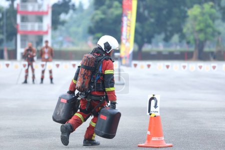 Photo for Terengganu September 14, 2023. The Competence Skills Competition for firefighters was held in Terengganu. - Royalty Free Image