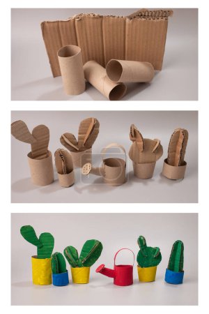 DIY, cactus cut out of recycled cardboard, cute craft for kids