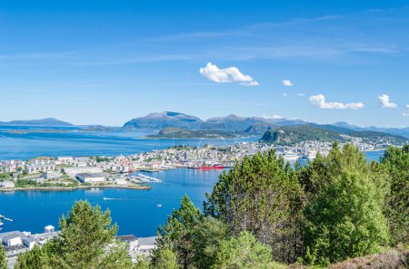 Aerial view of the town of Alesund, More og Romsdal County, Norway
