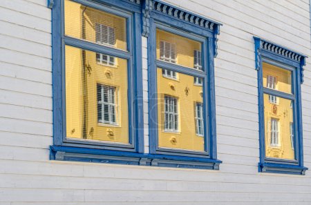 View of buildings in Alesund, More og Romsdal County, Norway, city known for Art Nouveau architecture
