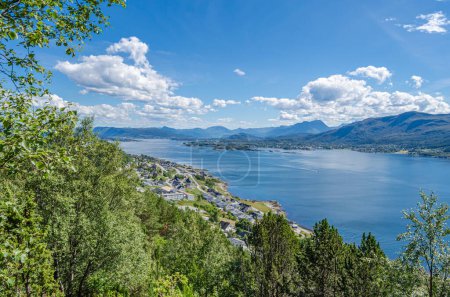 View of the fjord from the town of Alesund, More og Romsdal County, Norway