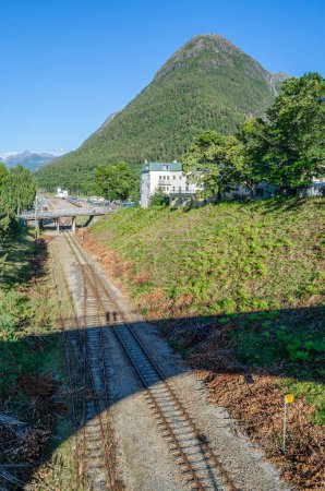 Railroads at Andalsnes railway station, More og Romsdal County, Norway
