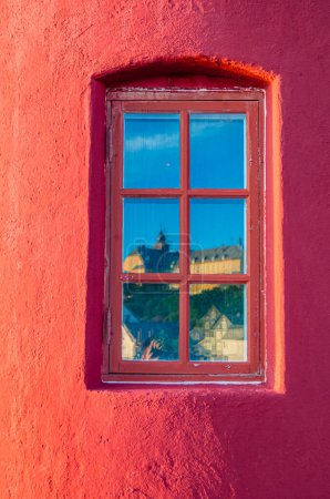 Architectural detail, lighthouse window in the town of Alesund, More og Romsdal County, Norway