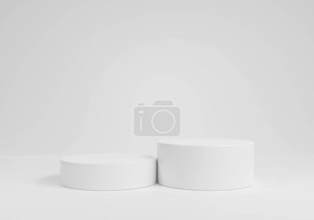 Photo for Product display stand on white background.Abstract grey backdrop concept.Geometric platform show cosmetic product.Podium on white background.Stage showcase.Minimal mockup 3D rendering,illustration - Royalty Free Image