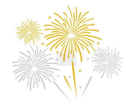 Fireworks on a white background, can be used for celebrations and New Year events. Vector graphic.