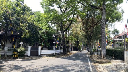 Photo for Bandung neighborhood, green and trees beautiful bandung city street and alley, asia, indonesia - Royalty Free Image