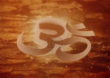 Photo for Om or aum, or ohm, Diwali Om Sacred symbol. symbol of Hinduism on textured background, with fabric rays of light. india spiritual meditation peace icon. - Royalty Free Image