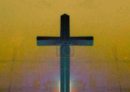 Photo for Christian Cross, Jesus Christ Cross symbol, Christian or Catholic Symbol, with background, for poster, banner, music album and else - Royalty Free Image