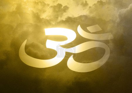 Photo for Hinduism Om, Hindu Ohm, or AUM are said to represent the trinity of the three major gods, Brahma (the creator) Vishnu (the preserver) Shiva (the destroyer), for banner or poster - Royalty Free Image