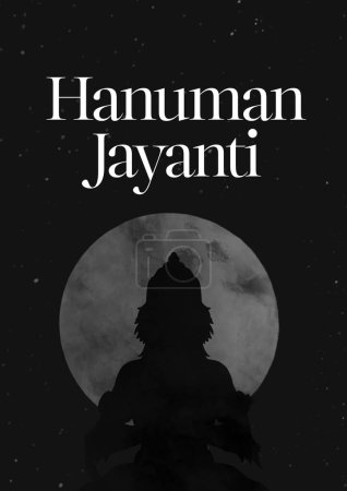 Happy Hanuman Jayanti, Jay Shri Ram, celebrating the birth of Lord Sri Hanuman, hindu god mahabali Hanuman silhouette illustration for poster, banner design, printing.