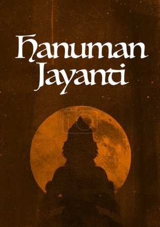Téléchargez les photos : Heureux Hanuman Jayanti, Jay Shri Ram, célébrant la naissance du Seigneur Sri Hanuman, dieu hindou mahabali Hanuman illustration de silhouette pour affiche, conception de bannière, impression. - en image libre de droit