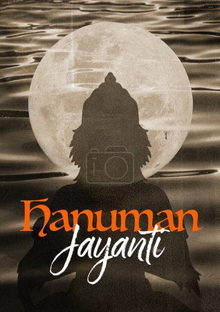 Happy Hanuman Jayanti, Jay Shri Ram, feiert die Geburt von Lord Sri Hanuman, dem hinduistischen Gott mahabali Hanuman Silhouettenillustration für Poster, Bannerdesign, Druck.