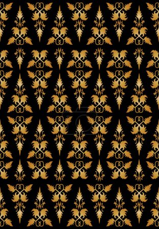 Ilustración de Tradicional clásico malayo tejido a mano negro Canasta como batik de Indonesia o patrón étnico con hilos de oro vector, de Malasia o Riau. ornamento sin costuras de tela decorativa, como tribales o paisley o navajo, incluso ulos de batak - Imagen libre de derechos