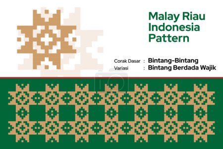 Malaiisch Riau Indonesia Pattern, corak dasar bintang bintang, variasi berdada wajik. Songket-Muster aus Indonesien, Riau oder Malaysia Kultur Bekleidungsstoff, nahtlose Muster Textil, malaysisch, wie Stammes- oder Paisley oder Navajo, Ulos aus Batak