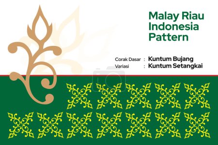 Téléchargez les illustrations : Motif Malais Riau Indonésie, corak dasar Kuntum Bujang, variasi Setangkai. Modèle de marché de tissu de vêtements de culture indonésienne, riau ou malaise Malaisie, tissu de motif sans couture, soie malaysienne - en licence libre de droit