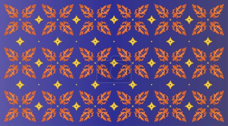 Téléchargez les illustrations : Traditionnel Malais classique tissé à la main pourpre Songket comme le batik d'Indonésie ou motif ethnique avec des fils orange vecteur, mandala floral de Malaisie ou Riau. tissu ornement sans couture décoratif - en licence libre de droit