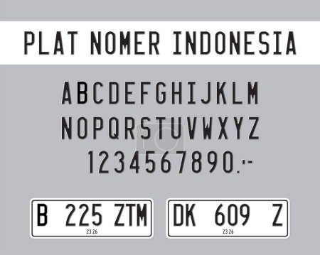 Ilustración de Plantilla de matrícula del coche. Licencia de registro de vehículos de Indonesia, plat nomer mobil custom, número de registro de automóviles indonesio - Imagen libre de derechos