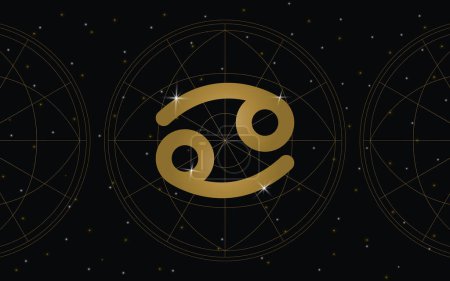 Illustration for Cancer Horoscope Symbol, Astrology Icon, Cancer is the fourth astrological sign in the zodiac. with stars and galaxy background - Royalty Free Image