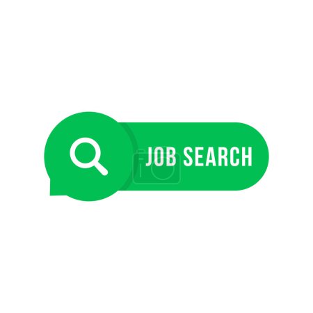 green job search simple button. cartoon minimal hiring logotype graphic color badge design isolated on white. concept of find digital cv or resume on internet jobsite and social media opportunity