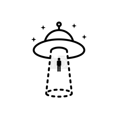 Téléchargez les illustrations : Black human abduction by aliens icon. concept of visiting the earth planet for experiments on people. flat simple style trend modern logotype graphic stroke art design isolated on white background - en licence libre de droit