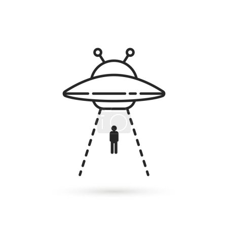 Téléchargez les illustrations : Human abduction by aliens linear icon. flat simple style trend modern logotype graphic stroke art design isolated on white background. concept of visiting the earth planet for experiments on people - en licence libre de droit