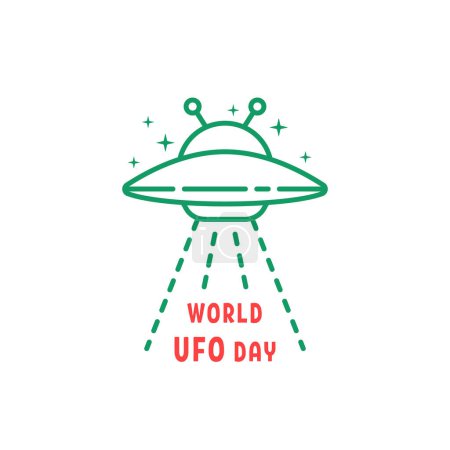 Téléchargez les illustrations : Thin line world ufo day icon. concept of aliens visit the earth for research and unidentified flying object. flat color simple modern logotype graphic stroke art design isolated on white background - en licence libre de droit