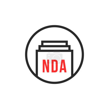 Téléchargez les illustrations : Nda or non-disclosure agreement icon. flat simple label style trend modern doc logotype graphic art design isolated on white background. concept of contract between two partners or important paperwork - en licence libre de droit