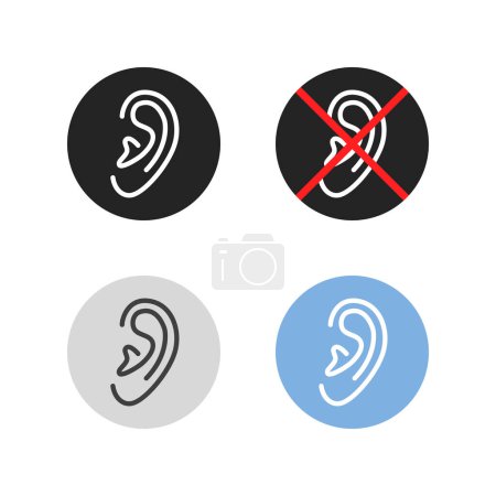 Téléchargez les illustrations : Set of outline human ear icon. concept of minimal signs for clinics, shopping centers and public places. flat linear style trend modern logotype graphic simple design isolated on white background - en licence libre de droit