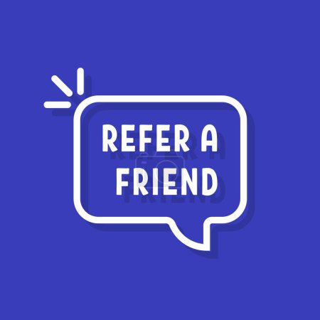 white refer a friend lineart bubble. flat stroke trend modern logotype graphic creative art design website element. concept of attract new customers by recommendation or partner profit