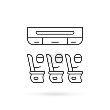 Illustration for Thin line seats on the plane icon. concept of minimal interior onboard and private jet salon. flat lineart simple style trend modern graphic art stroke design isolated on white background - Royalty Free Image