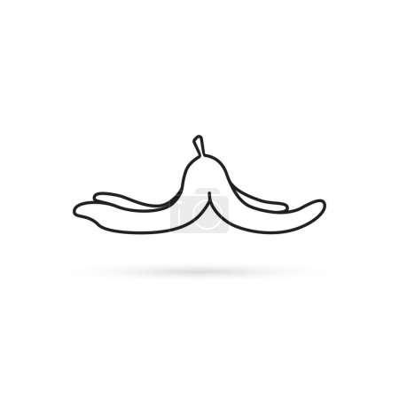 black thin line banana peel icon. concept of food waste or organic trash. stroke flat style trend modern lineart banana skin logotype graphic art design isolated on white background