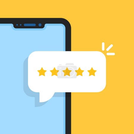 good experience like customer review. flat cartoon modern graphic callcenter design element isolated on yellow background. concept of reminder or notify in messenger and instant message with buble