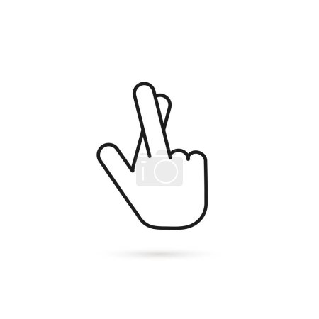 Illustration for Black thin line crossing fingers icon. concept of popular non-verbal hand gesture for communication. minimal lineart simple logotype graphic stroke art design element isolated on white background - Royalty Free Image