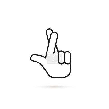 Illustration for Simple crossing fingers thin line icon. concept of popular non-verbal hand gesture for communication. minimal lineart style logotype graphic stroke art design element isolated on white background - Royalty Free Image