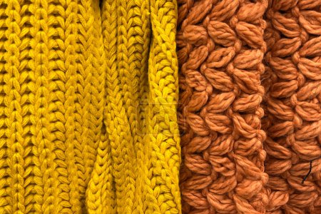 Photo for Knitted wool in warm autumn colors - Royalty Free Image